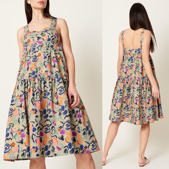 Caron Callahan Danya Dress in Graphic Floral Poplin Size XS - Picture 1 of 10